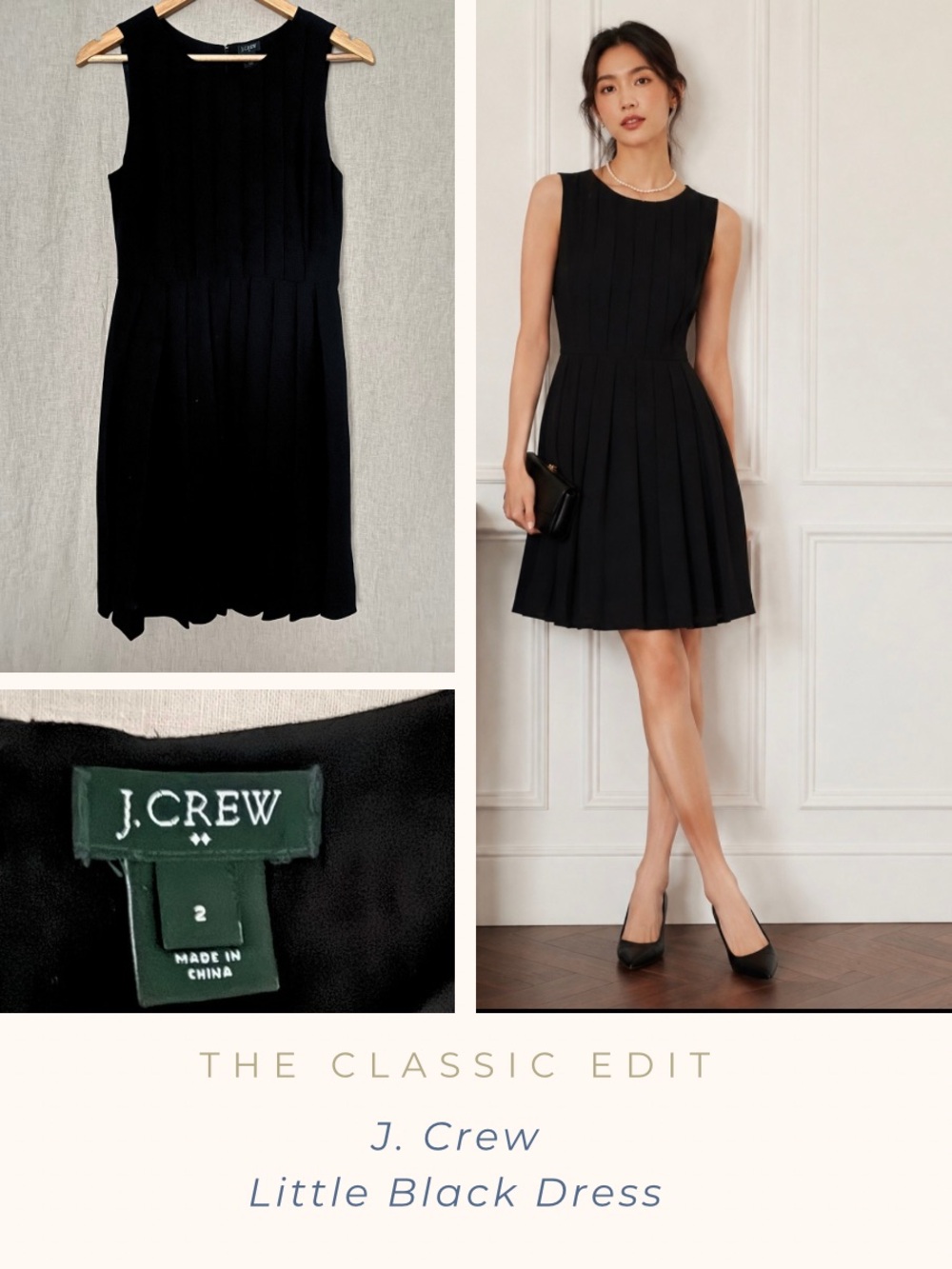 J. Crew | Black Pleated Fit & Flare Dress | Sleeveless | Day to Night | Size 2
